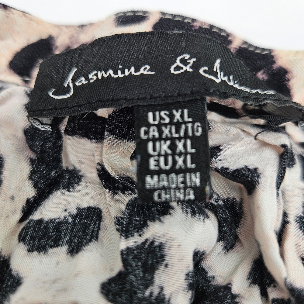 Jasmine‎ & Juliana Leopard Print Tunic Top Shirt XL V Neck 3/4 Sleeve - Picture 4 of 8